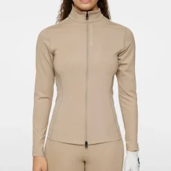 J.Lindeberg Tröjor Dam-Mel Zip Mid Layer Vintage-Khaki