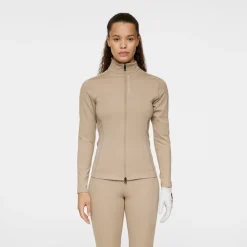 J.Lindeberg Tröjor Dam-Mel Zip Mid Layer Vintage-Khaki