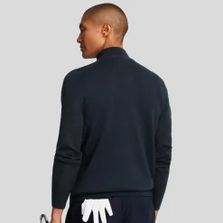 Lyle & Scott Tröjor Herr-Merino Blend Quarter Zip Blå Dark Navy (Z271)