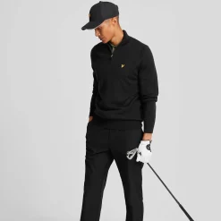 Lyle & Scott Tröjor Herr-Merino Blend Quarter Zip Svart Jet Black (Z865)