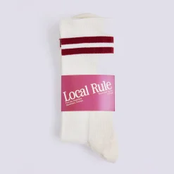 Local Rule Strumpor Herr-Merino Socks Brick Red Stripe