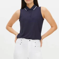 Röhnisch Pikétröjor Dam-Miriam Sleeveless Blå Navy
