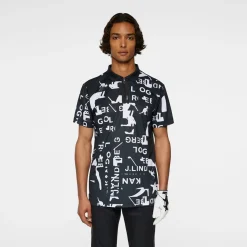 J.Lindeberg Pikétröjor Herr-Miro Print Polo JL x Kangol JL Kangol Black White M