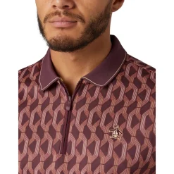 Original Penguin Pikétröjor Herr-OP All Over Jacquard Colour Block Polo Mauve-Wine