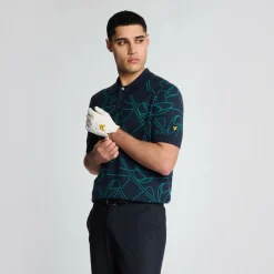 Lyle & Scott Pikétröjor Herr-Outline Knitted Polo Ryder Blue (X729)