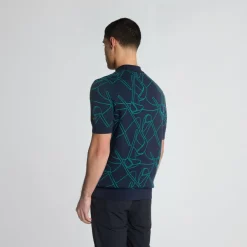Lyle & Scott Pikétröjor Herr-Outline Knitted Polo Ryder Blue (X729)
