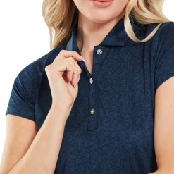 FootJoy Pikétröjor Dam-Painted Floral Cap Sleeve Lisle Blå Navy