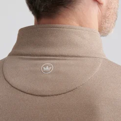 Peter Millar Tröjor Herr-Perth Melange Performance Quarter Zip Poplar Brown