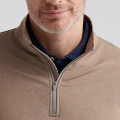 Peter Millar Tröjor Herr-Perth Melange Performance Quarter Zip Poplar Brown