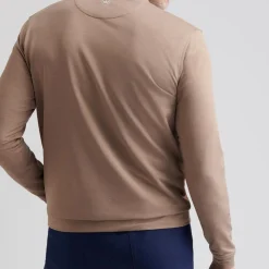 Peter Millar Tröjor Herr-Perth Melange Performance Quarter Zip Poplar Brown
