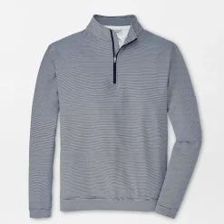 Peter Millar Tröjor Herr-Perth Mini Stripe 1/4 Zip Blå Vit Navy/White