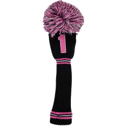 PRG Headcovers-PomPom Headcover Driver Svart Rosa Svart/Rosa