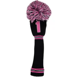 PRG Headcovers-PomPom Headcover Driver Svart Rosa Svart/Rosa