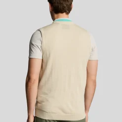 Lyle & Scott Tröjor Herr-Slipover Merino Blend V-Neck Beige Beige (Sesame Z745)