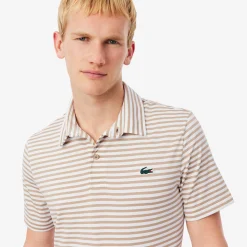 Lacoste Pikétröjor Herr-Thin Stripe Vit Viennese/White (7RY)