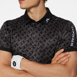 J.Lindeberg Pikétröjor Herr-Tour Tech Print Polo Tour-Geo-Tonal-Black-M