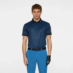 J.Lindeberg Pikétröjor Herr-Tour Tech Print Polo Shadow-Bridge-Navy-S