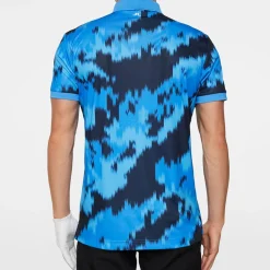 J.Lindeberg Pikétröjor Herr-Tour Tech Print Polo Warp-Sonic-Blue-L