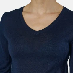 Cutter & Buck Tröjor Dam-Vernon V-Neck Merino Blå Navy (580)