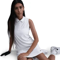 Nike Pikétröjor Dam-Victory W Dri-Fit Sleeve Vit White-Black