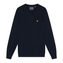 Lyle & Scott Tröjor Herr-V-Neck Merino Blend Blå Dark Navy (Z271)