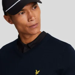 Lyle & Scott Tröjor Herr-V-Neck Merino Blend Blå Dark Navy (Z271)