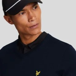 Lyle & Scott Tröjor Herr-V-Neck Merino Blend Blå Dark Navy (Z271)