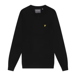 Lyle & Scott Tröjor Herr-V-Neck Merino Blend Svart Jet Black (Z865)