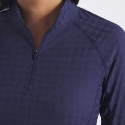 Puma Tröjor Dam-W Houndstooth 1/4 Zip Deep-Navy