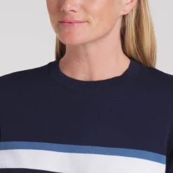 Puma Tröjor Dam-W Resort Stripe Sweater Deep-Navy-White-Glow