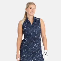 Bogeys & Birdies Pikétröjor Dam-W Tech Blade SL AOP Blå Navy/Chambray