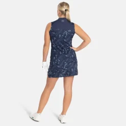 Bogeys & Birdies Pikétröjor Dam-W Tech Blade SL AOP Blå Navy/Chambray