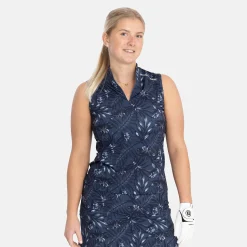 Bogeys & Birdies Pikétröjor Dam-W Tech Blade SL AOP Blå Navy/Chambray