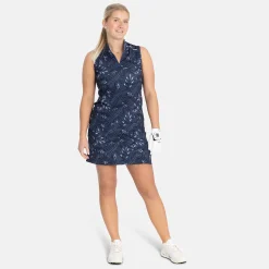 Bogeys & Birdies Pikétröjor Dam-W Tech Blade SL AOP Blå Navy/Chambray