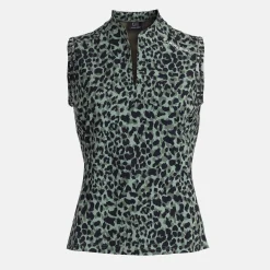 Bogeys & Birdies Pikétröjor Dam-W Tech Blade SL AOP Svart Clover Green/Black