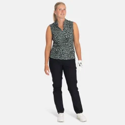 Bogeys & Birdies Pikétröjor Dam-W Tech Blade SL AOP Svart Clover Green/Black