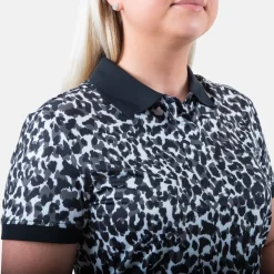 Bogeys & Birdies Pikétröjor Dam-W Tech Button AOP Svart Vit Black/White