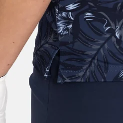 Bogeys & Birdies Pikétröjor Dam-W Tech Hidden Button Pique AOP Blå Navy/Chambray