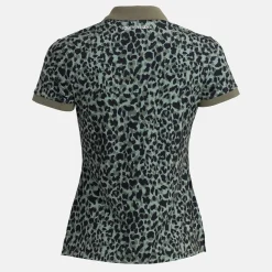 Bogeys & Birdies Pikétröjor Dam-W Tech Hidden Button Pique AOP Svart Clover Green/Black