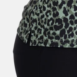 Bogeys & Birdies Pikétröjor Dam-W Tech Hidden Button Pique AOP Svart Clover Green/Black