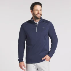 Puma Tröjor Herr-Waffle Fleece 1/4 Zip Deep Navy