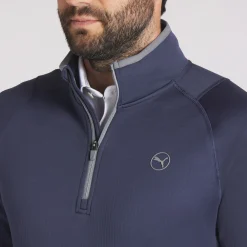 Puma Tröjor Herr-Waffle Fleece 1/4 Zip Deep Navy