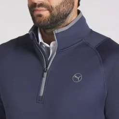 Puma Tröjor Herr-Waffle Fleece 1/4 Zip Deep Navy