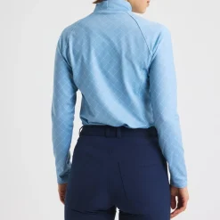 Röhnisch Tröjor Dam-Warm High Collar Top Micro-R-Check-Dove-Blue